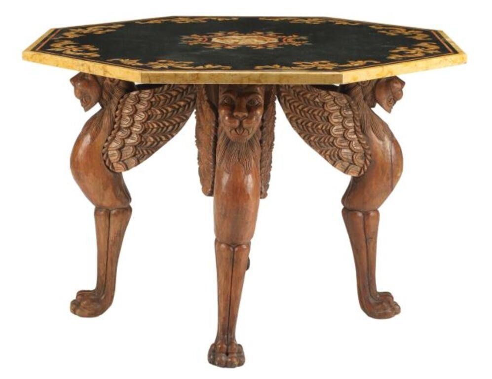 STONE TOP & WINGED LION OCTAGONAL
