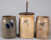 STONEWARE BUTTER CHURN, 19TH C