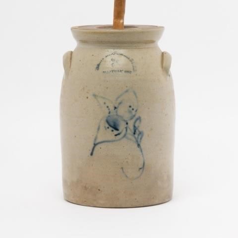 STONEWARE BUTTER CHURN, BELLEVILLE,