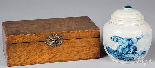 STONEWARE CANISTER WITH RELIEF