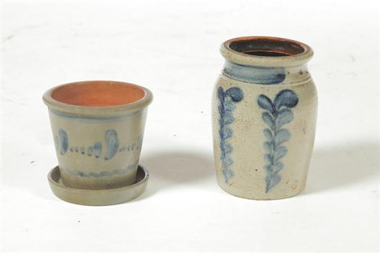 STONEWARE CANNING JAR AND FLOWER