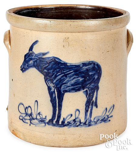 STONEWARE CROCK, 19TH C. COBALT