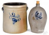 STONEWARE CROCK AND JUG, 19TH