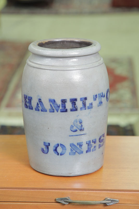 STONEWARE CROCK. Bold cobalt