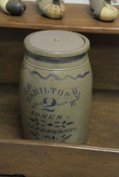STONEWARE CROCK. Hamilton & Jo