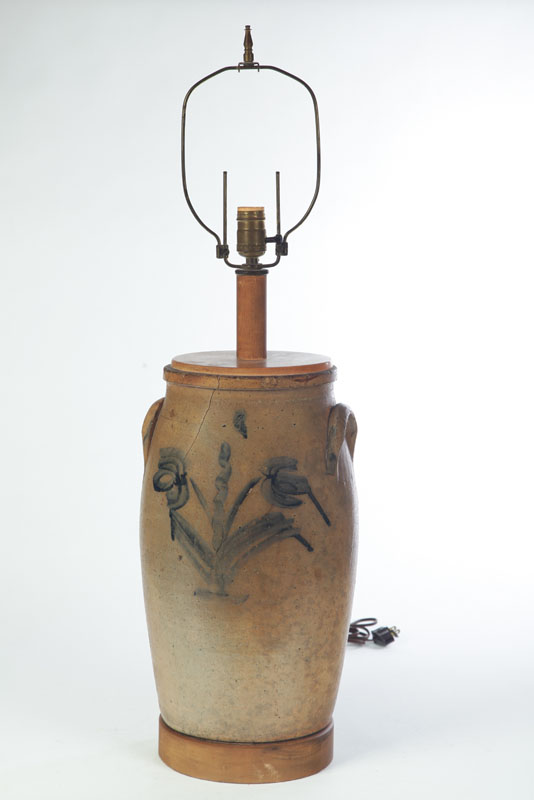 STONEWARE CROCK LAMP. American  mid