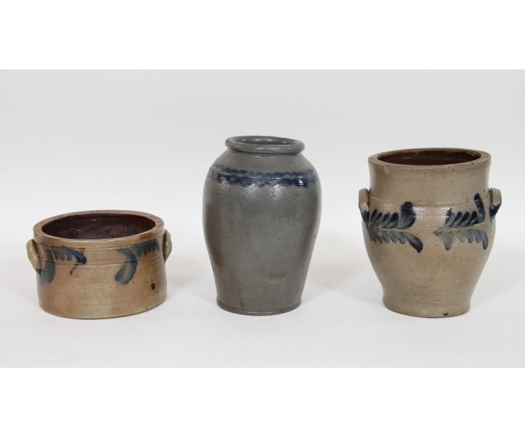Stoneware crock with blue