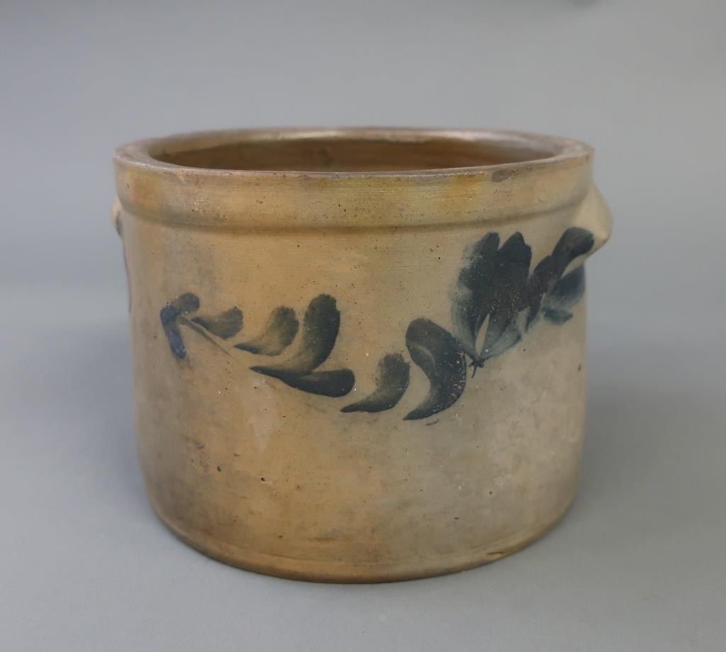 Stoneware crock with blue