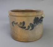 Stoneware crock with blue deco