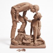 Stoneware Figural Group of Pro
