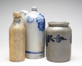 STONEWARE JAR AND TWO STONEWAR