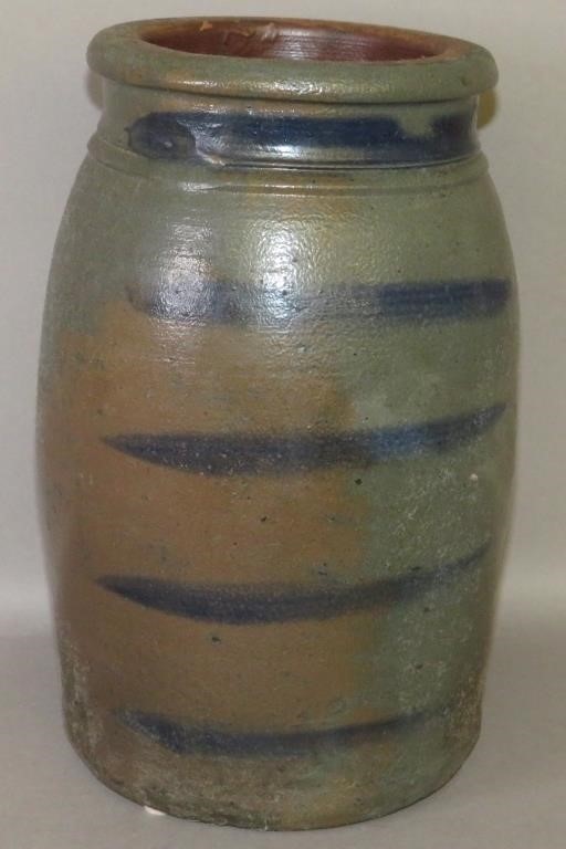STONEWARE JAR, FIVE STRIPE COBALT