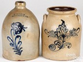 STONEWARE JUG AND CROCK, 19TH