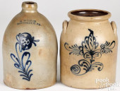STONEWARE JUG AND CROCK, 19TH