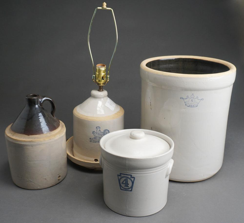 STONEWARE JUG, JAR, JARDINIERE
