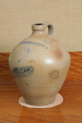 STONEWARE JUG WITH COBALT DECO