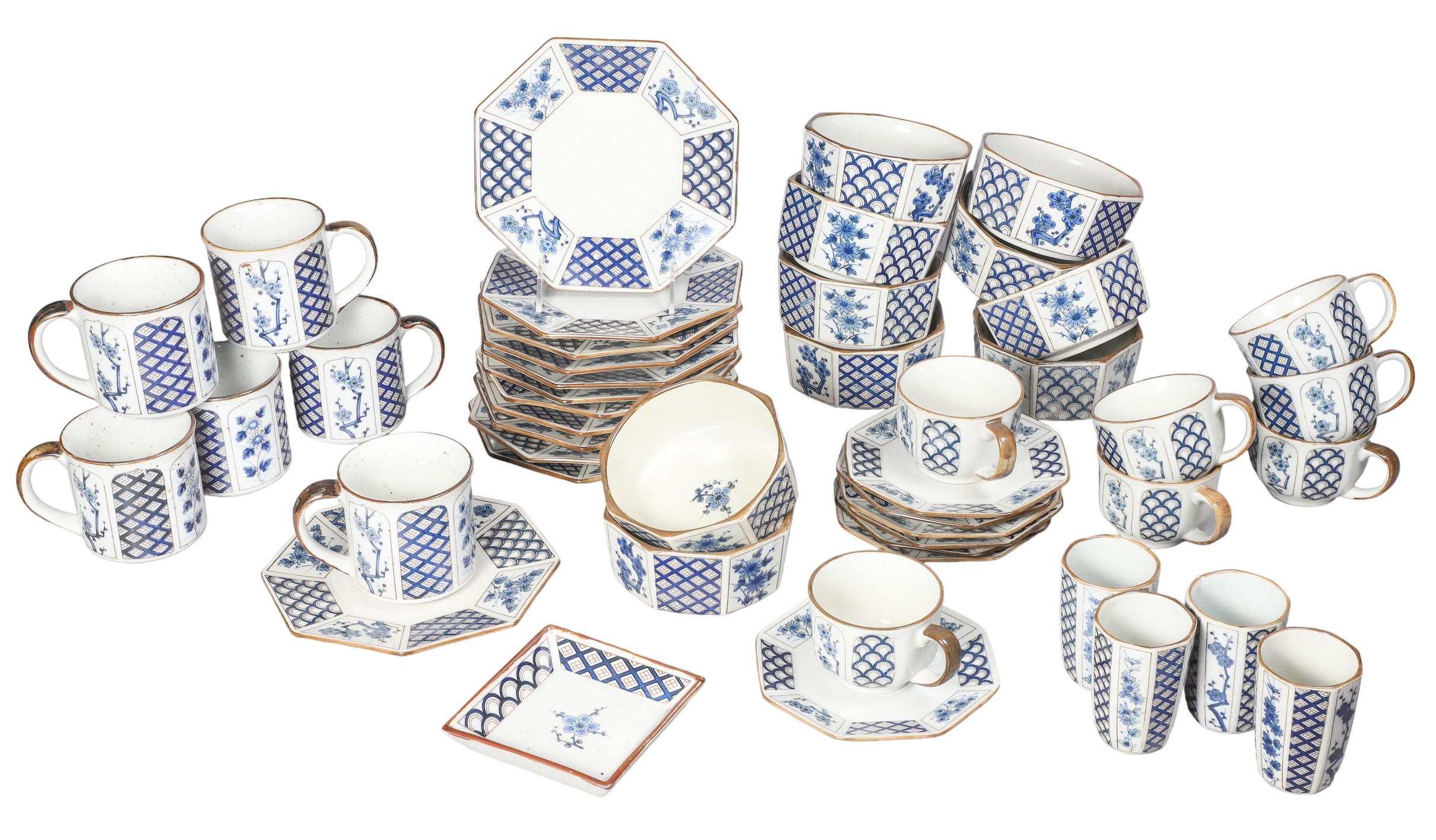 Stoneware luncheon set in Asian