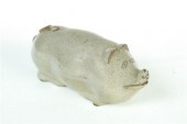 STONEWARE PIG FLASK.  Midweste