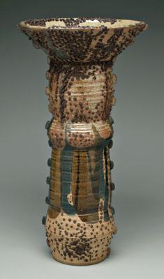 Stoneware studio vase, broad flared