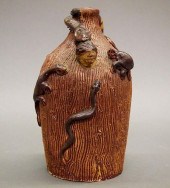 STONEWARE TEMPERANCE SNAKE JUG