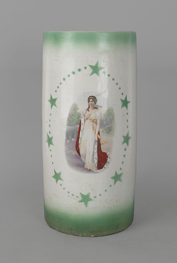 Stoneware umbrella stand with an