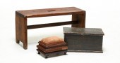 STOOL, BOX AND THREAD CADDY. N
