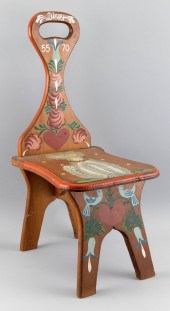 STOOL WITH PAINTED DECORATION