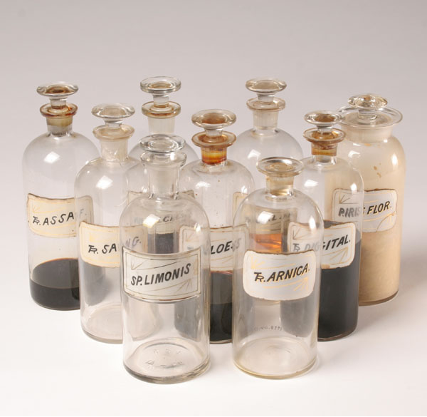 Stoppered pharmacy bottles with
