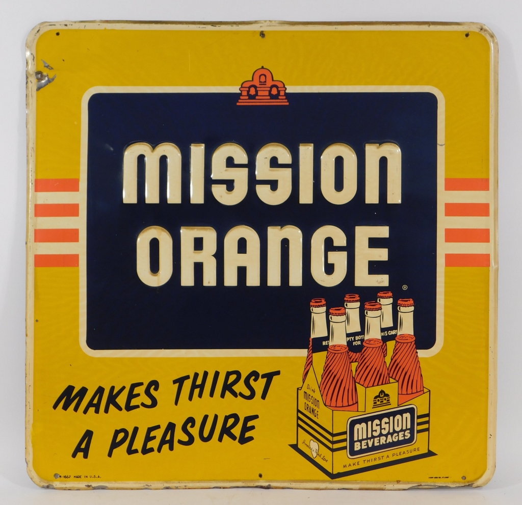 STOUS MISSION ORANGE EMBOSSED TIN