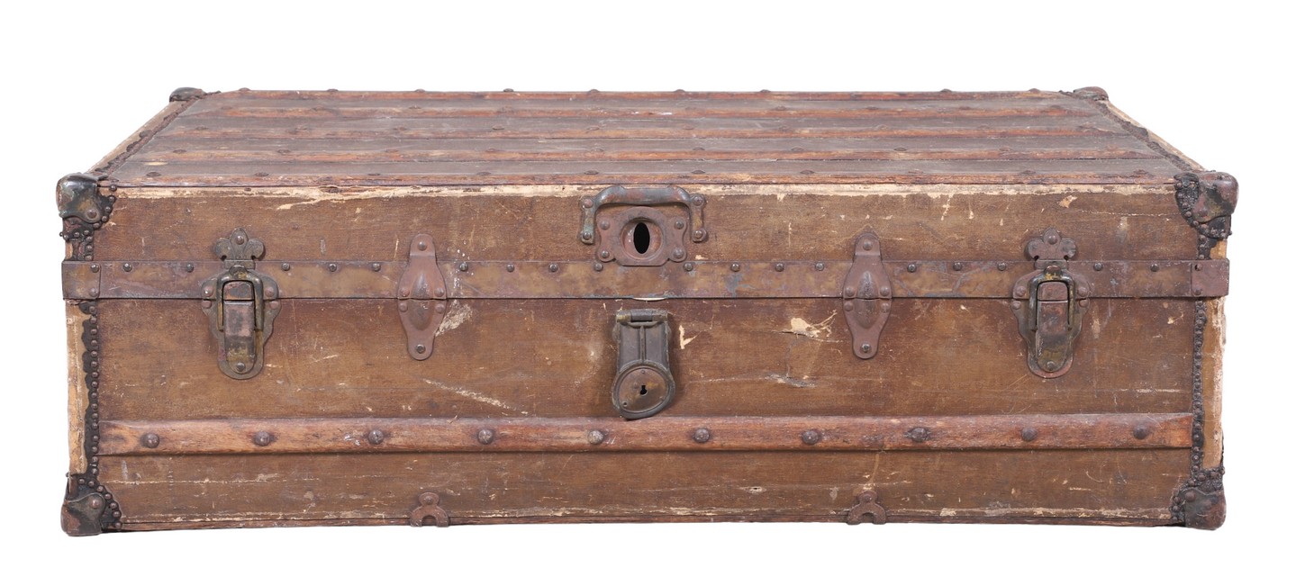 Strapped Military trunk, wood and