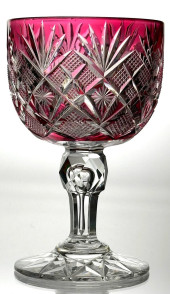 STRAUS VENETIAN CUT GLASS WINE