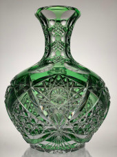 STRAUS WALES CUT GLASS GREEN T