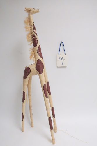 STRAW FOLK ART GIRAFFE WITH RITZ