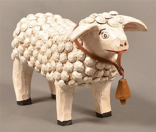 STRAWSER FOLK ART FIGURE OF A SHEEP