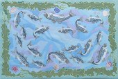 STRIPED BASS HOOKED RUG, CIRCA