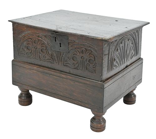 STUART CARVED OAK BIBLE BOX, HAVING