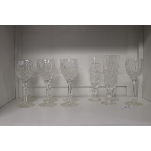 Stuart glasses, three champagne