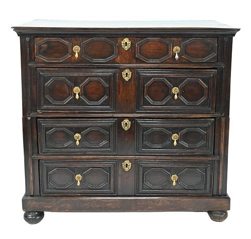 STUART OAK CHEST, IN TWO PARTS,