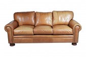STUDDED LEATHER SOFAtan leathe