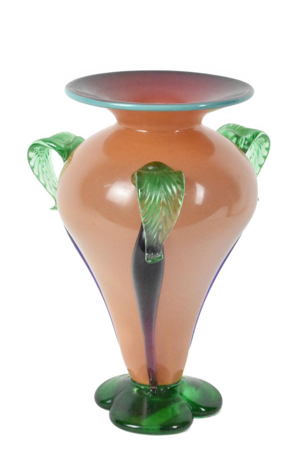 STUDIO ART GLASS PINK AND GREEN