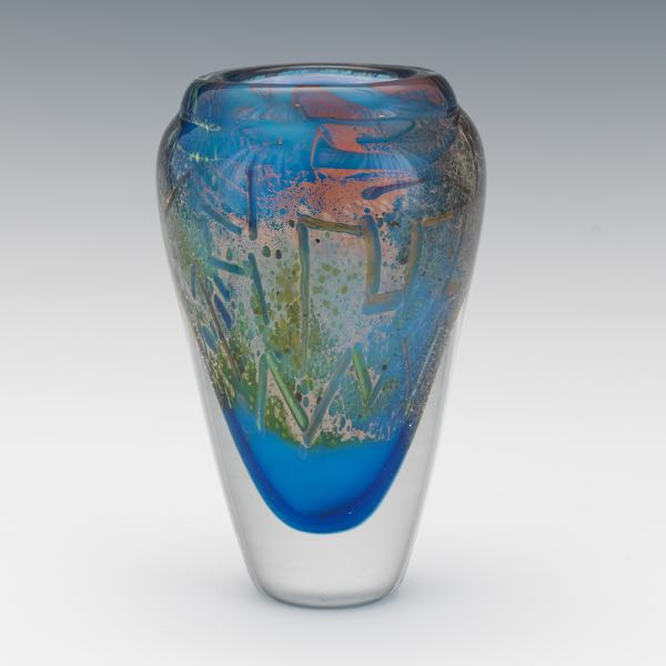 STUDIO ART GLASS VASE 8" x 5" Cased