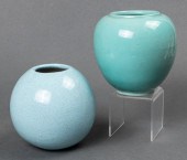 STUDIO GLAZED POTTERY VASES IN