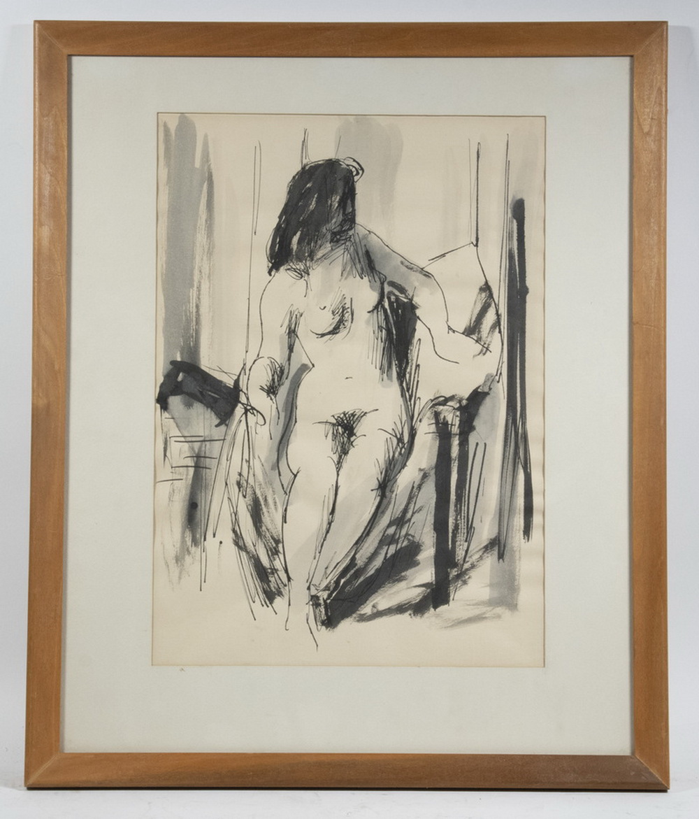 STUDIO INK SKETCH OF A FEMALE NUDE,