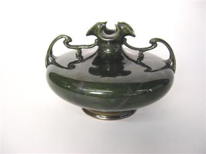 Studio pottery silver overlay vase