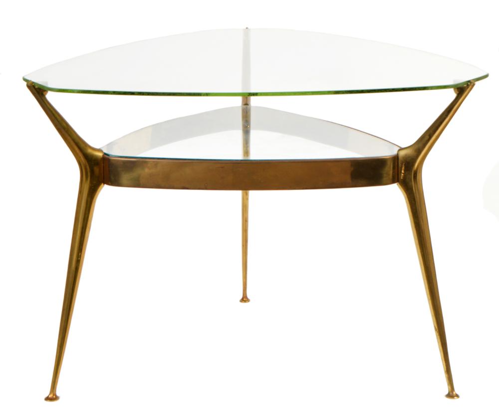 STYLE OF GIO PONTI GLASS & BRONZE