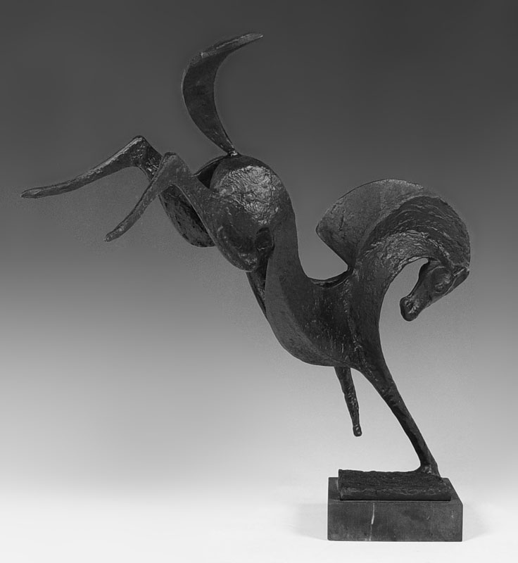 STYLIZED IRON HORSE SCULPTURE:
