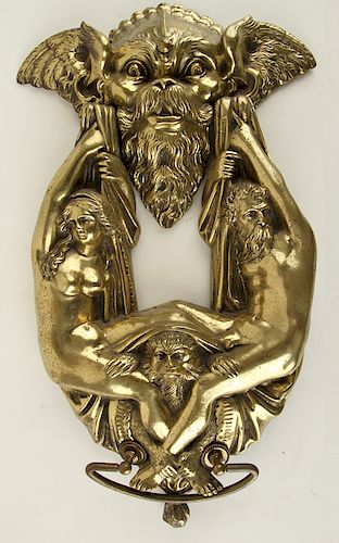 SUBSTANTIAL BRASS DOOR KNOCKER MASK