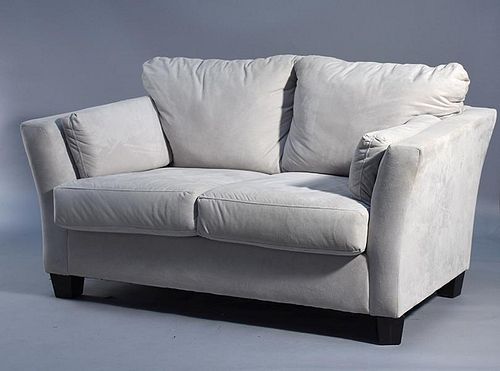 SUEDE SOFASTwo tan suede two seat