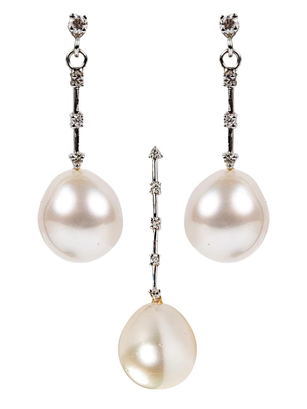 SUITE OF 14 KARAT WHITE GOLD,