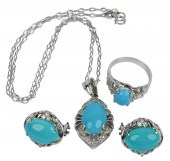 SUITE OF 14 KARAT WHITE GOLD,
